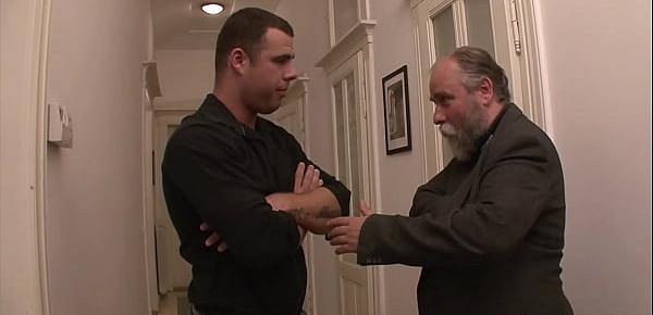  Old man ask him fuck young blonde wife for money